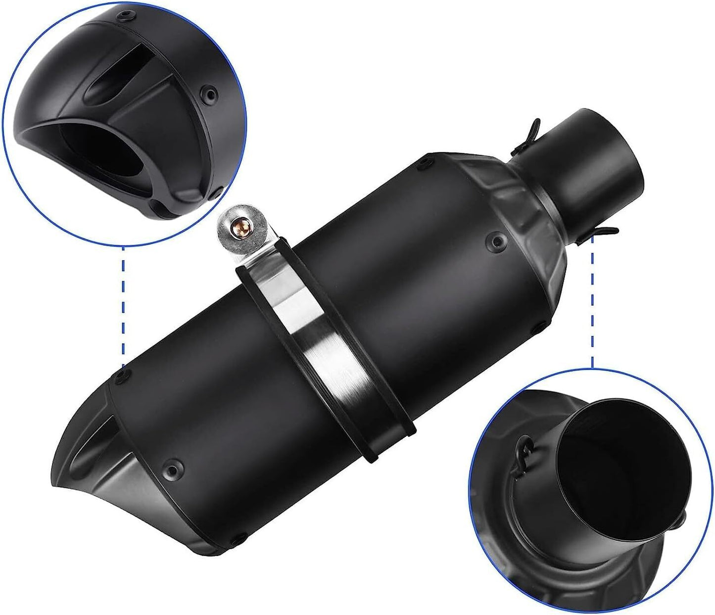 Universal 1.5-2 Motorcycle Short Exhaust Muffler fits most motorcycles, (Black)