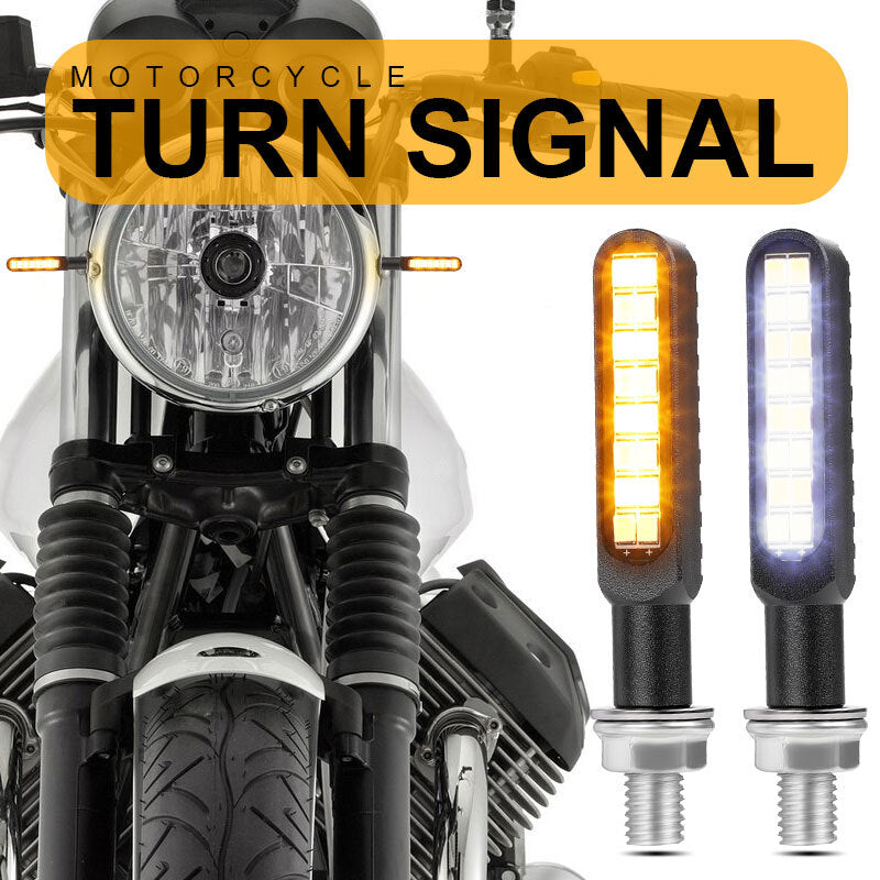 2X Amber White Motorcycle Front LED Turn Signals Flowing Blinker Light Running