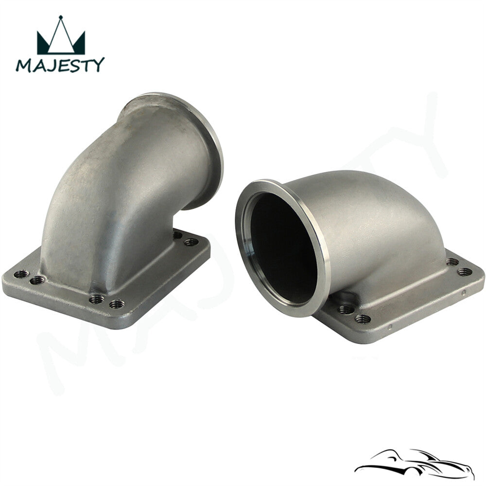 2PCS 2.5 Vband 90 Degree Steel Cast Elbow Adapter Flange For T3 T4 Turbocharger