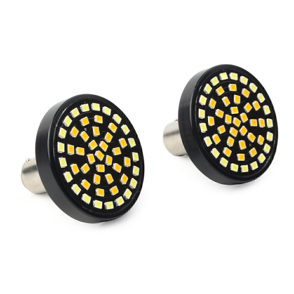 2PCS Switchback 1157 48-SMD LED DRLTurn Signal Lights Bulbs Fit for Harley Davidson