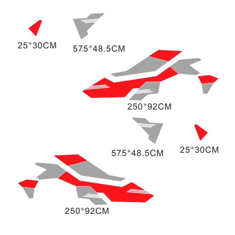 Racing Sport Side Body Side Fender Vinyl Decal Sticker Car Accessories Red/Grey