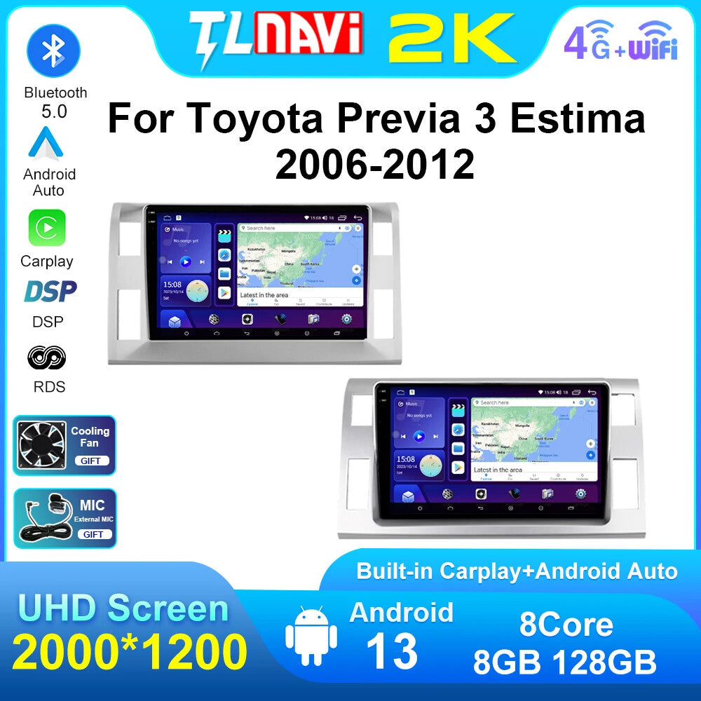 Car Radio Video Player GPS for Toyota Previa 3 Estima 2006 - 2012 Carplay BT DSP
