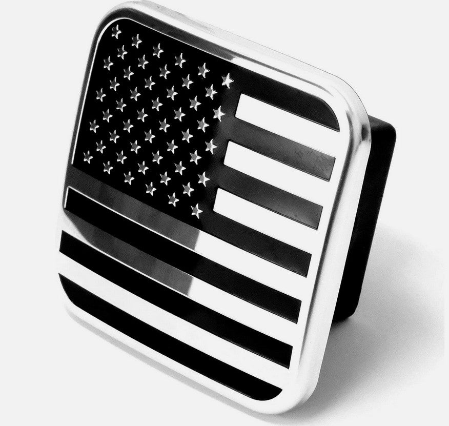 Car hook protector plug cap tow receiver 2.5 inch American flag silver black for Chevrolet
