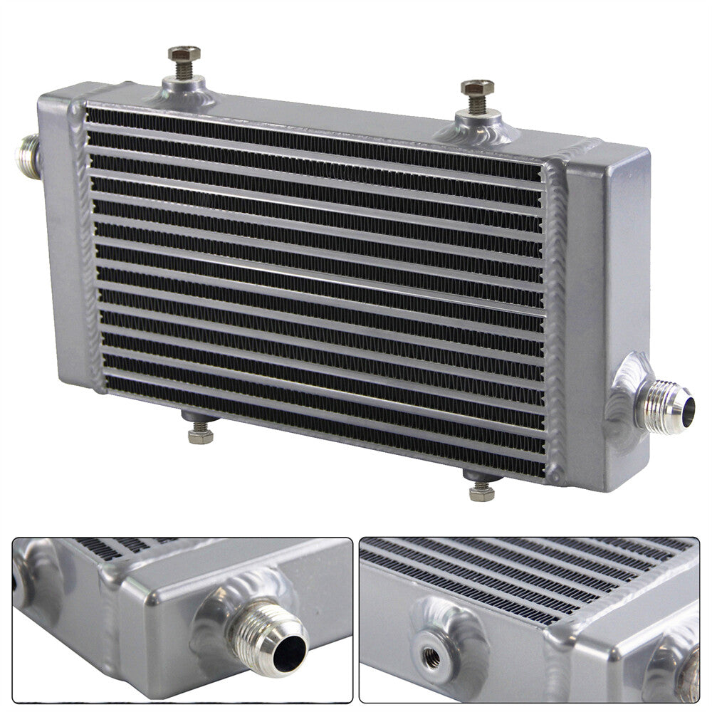 Universal Cross Flow Bar Plate Oil Cooler Small - 10AN Silver