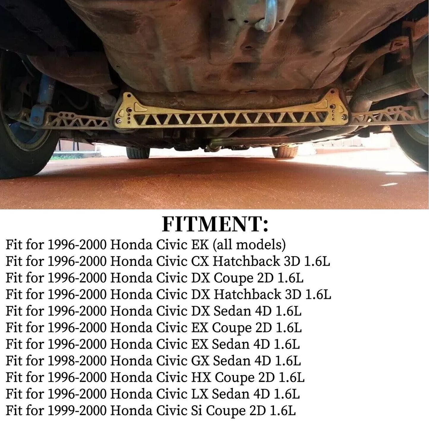 New Billet Rear Lower Control Arm+Subframe Brace for 96-00 for Honda for Civic EK Silver