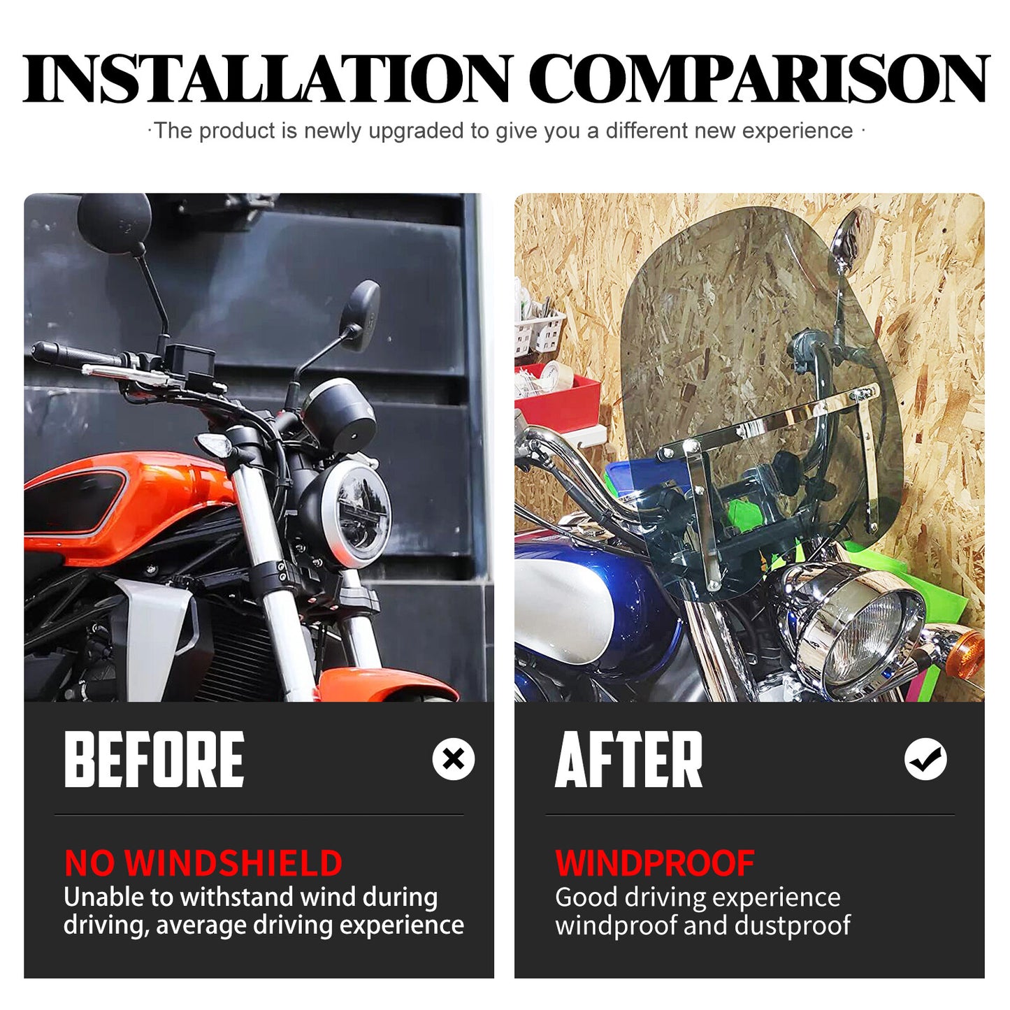 18 x 16 Smoke Windshield Fit For Universal Motorcycle 7/8 1 1.25 Handlebar