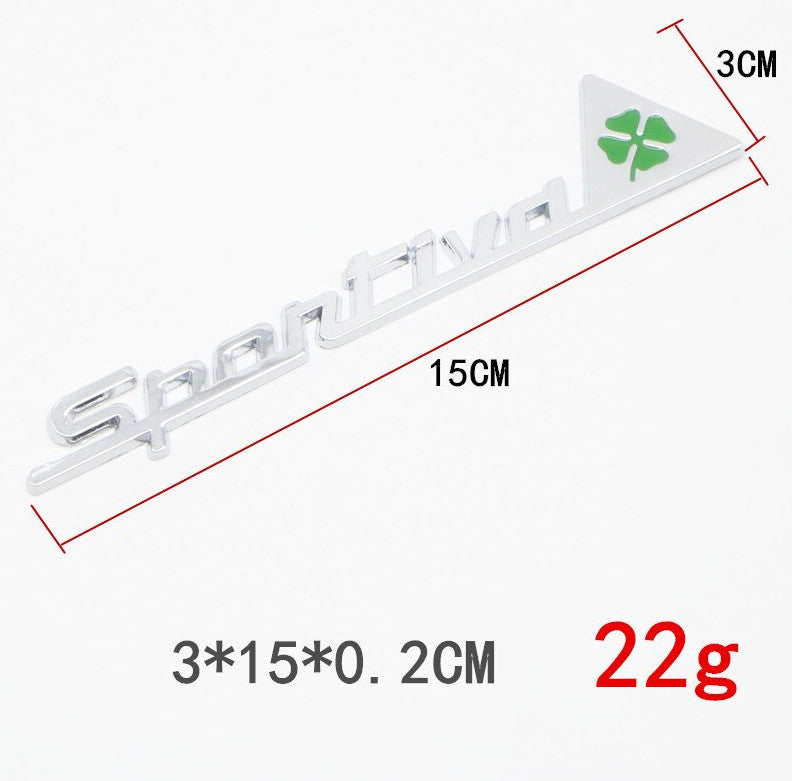 1-Piece for Alfa Romeo Silver/Red Sportiva Side Fender and Trunk Sticker Badges