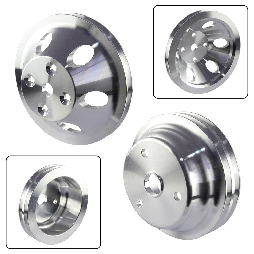Aluminum 1 2 Groove Crank Pulley Kit For SBC LWP 327 305 350 265 283 400