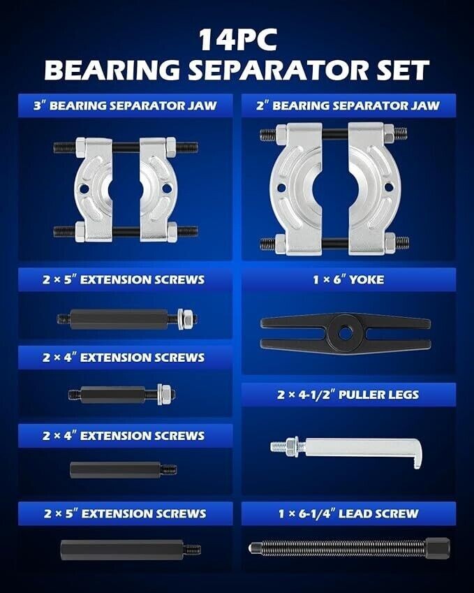 5 Ton Capacity Heavy Duty Bearing Separator Puller Kit Wheel Hub Axle Puller Set