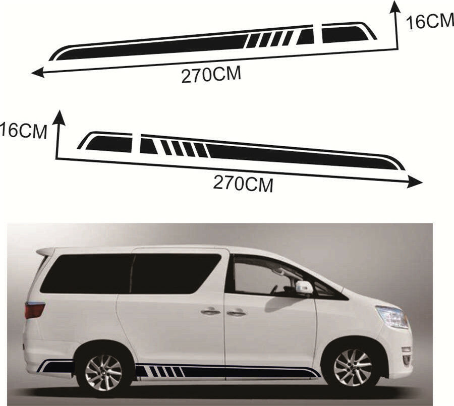 2x Sports Racing Vinyl Stripe Decal Car Graphics Side Skirt Sticker for All Cars