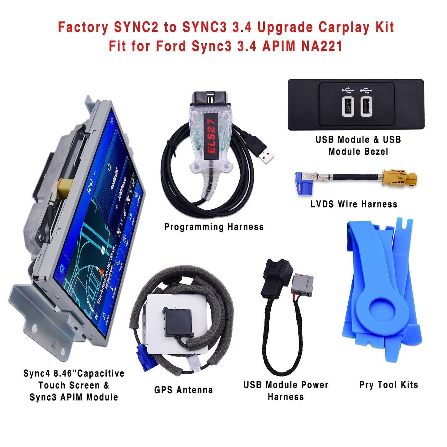 for Ford Sync3 APIM Module Carplay Factory SYNC 2 to SYNC 3 3.4 Upgrade Kit Fit