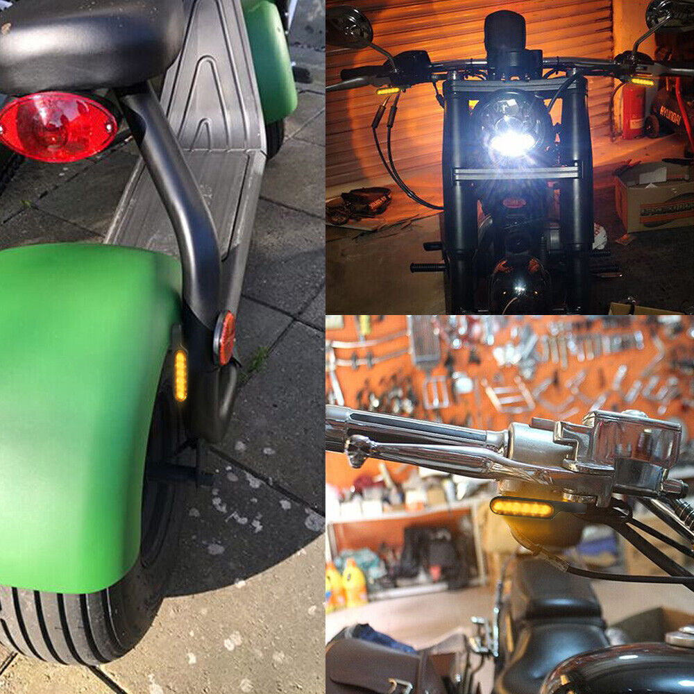 4X LED Motorcycle Turn Signal Sequential Flowing Indicator Amber Blinker Lights