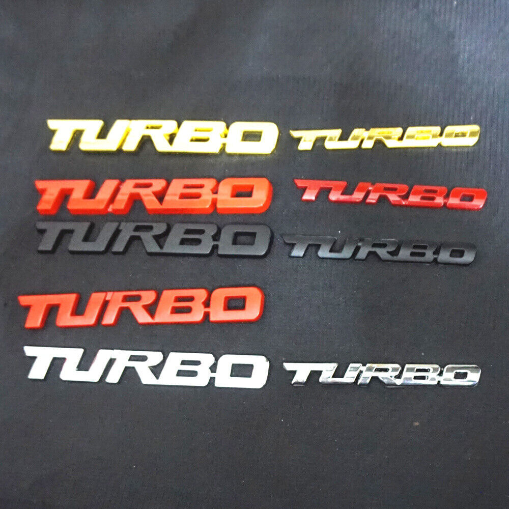 2x Glossy Red TURBO Metal Sticker Badge Decal Emblem Car Limited 3D Coupe Engine