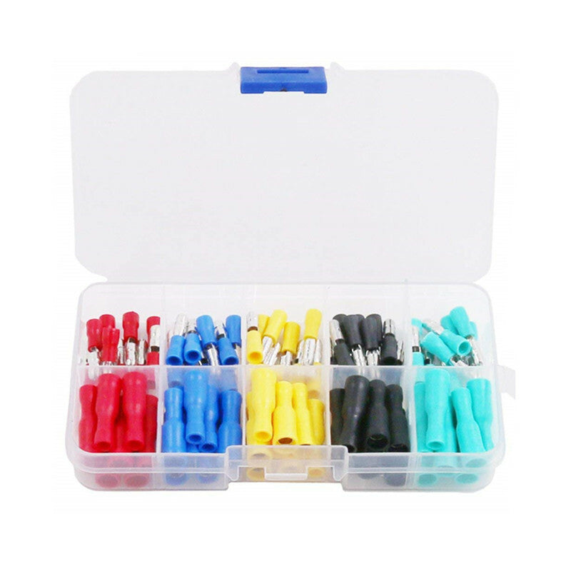 Bullet Butt Connectors 100x Assorted Insulated Female Male Crimp Wire Terminal
