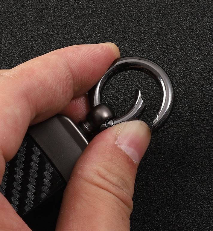 Carbon fiber leather black and red car keychain/key ring with horseshoe design suitable for Audi for A8