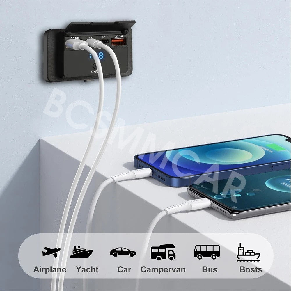 Car for Charger Socket Dual PD And QC3.0 Outlet For Samsung Galaxy S20 S21 S22 A03