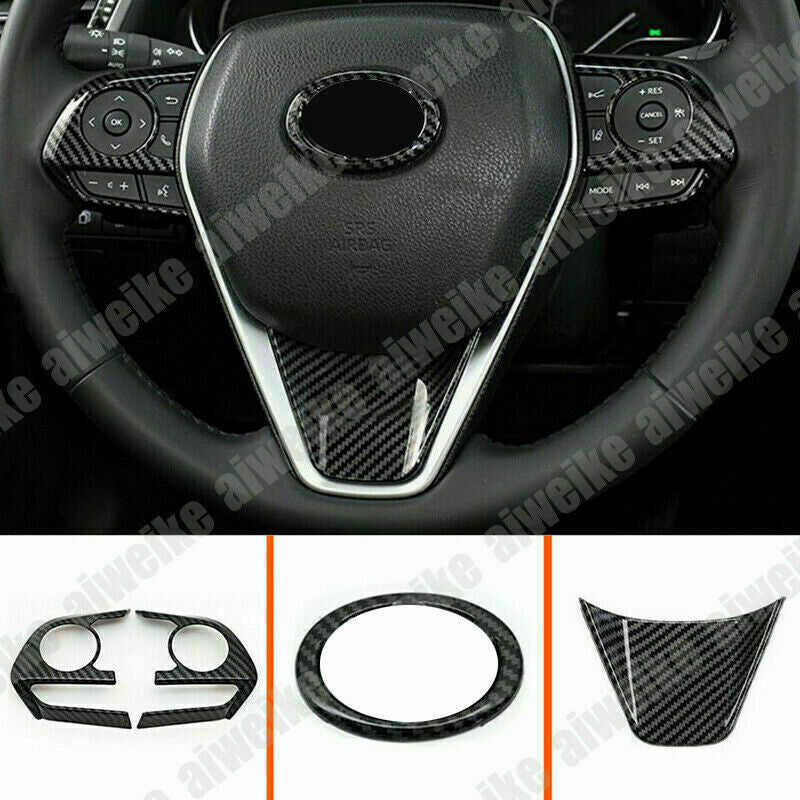 4X For 2018-2023 for Toyota for Camry Carbon Fiber ABS Steering Wheel Decor Frame Trims