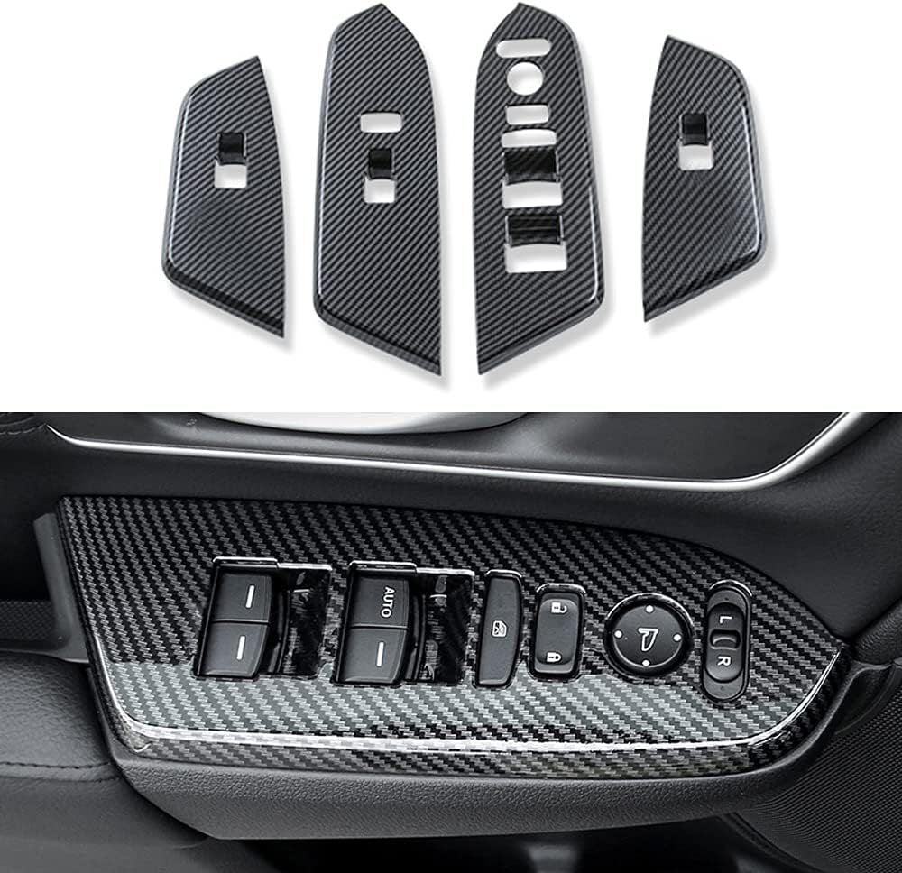 4X for 2017-2022 for Honda CRV Carbon Fiber Car Door Window Control Panel Cover Trim