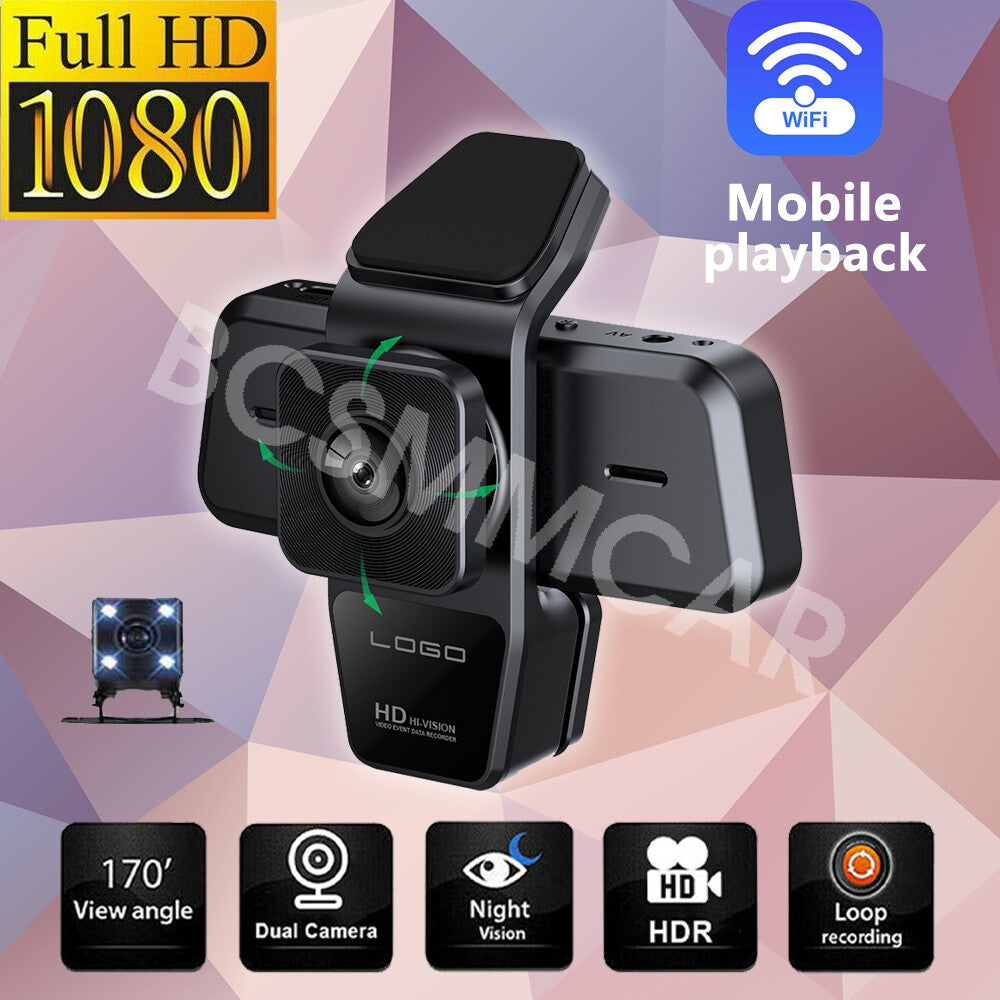 3 Lens WIFI Car Rear View Dash Cam Front/Inside/Rear Video Recorder Night Vision