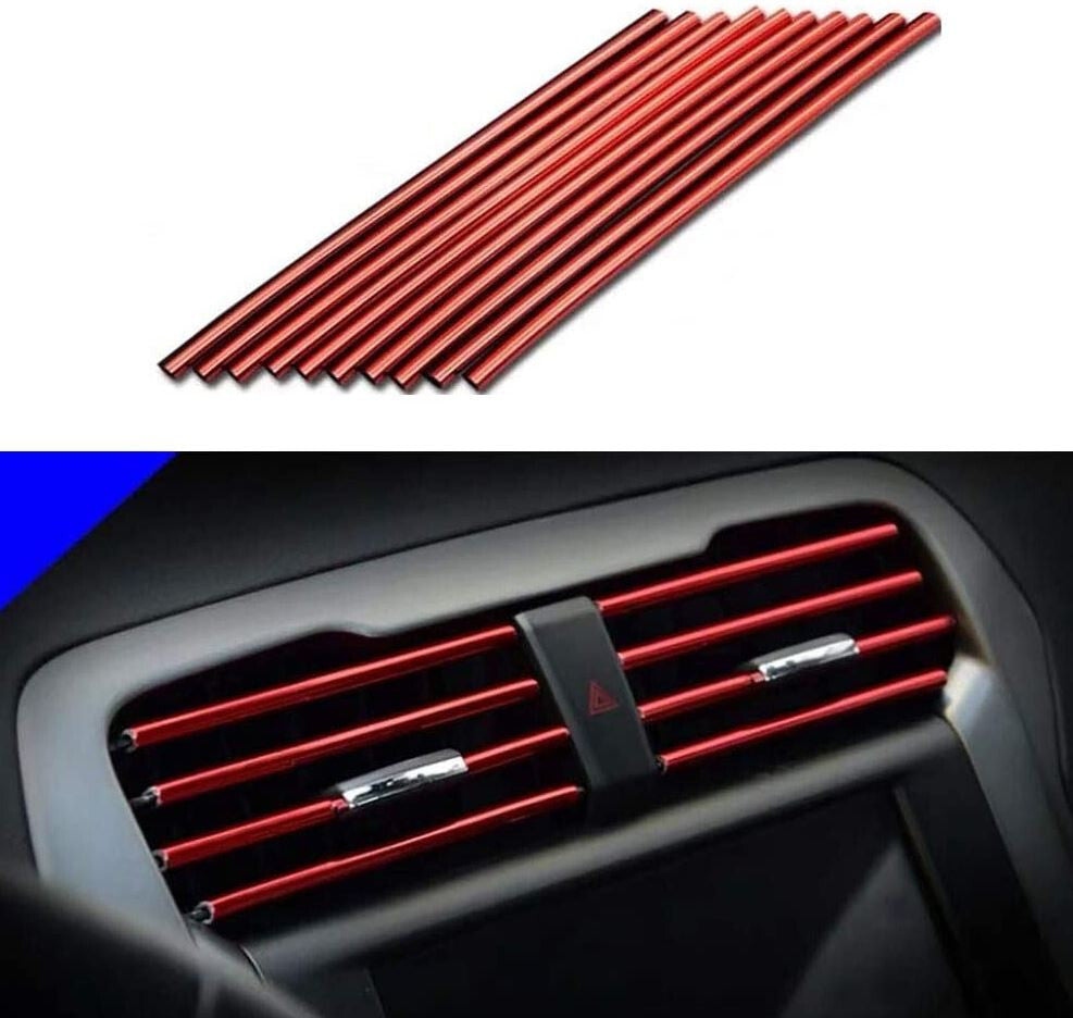 10-Piece Car Air Conditioner Socket Decorative Molded Strips in Red for Dodge