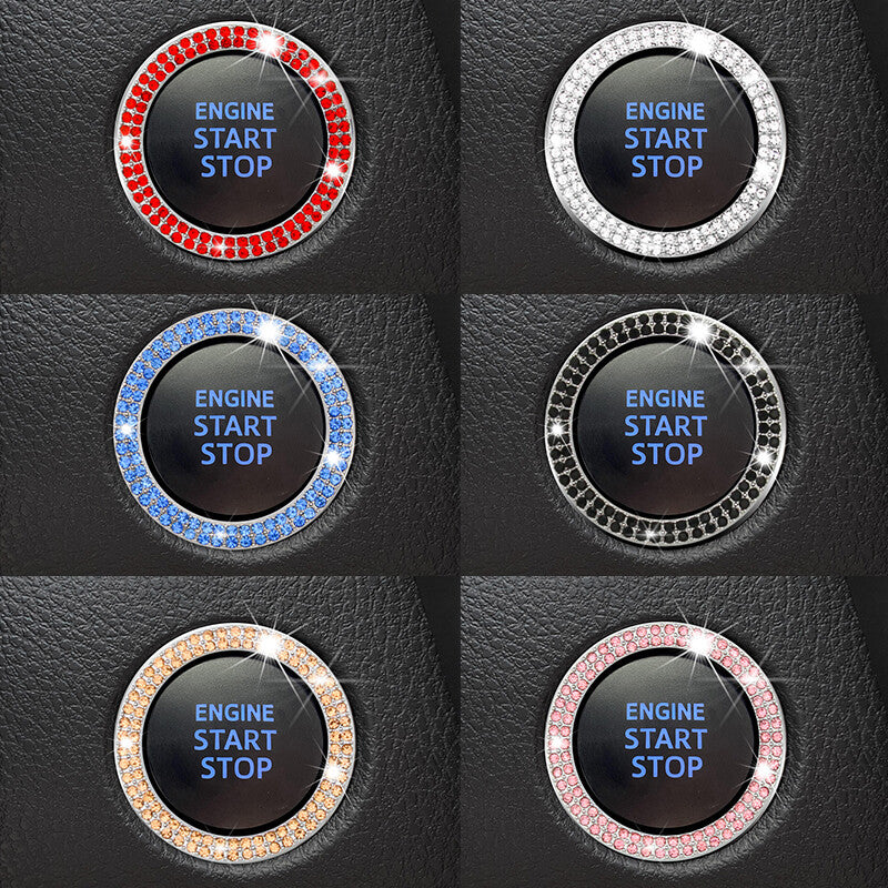 1Pc Car Bling Crystal Rhinestone Engine Start Ring Decals Car Interior Accessory
