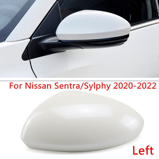 White Left Rearview Mirror Shell Cover Cap for Nissan Sentra/Sylphy 2020-2022