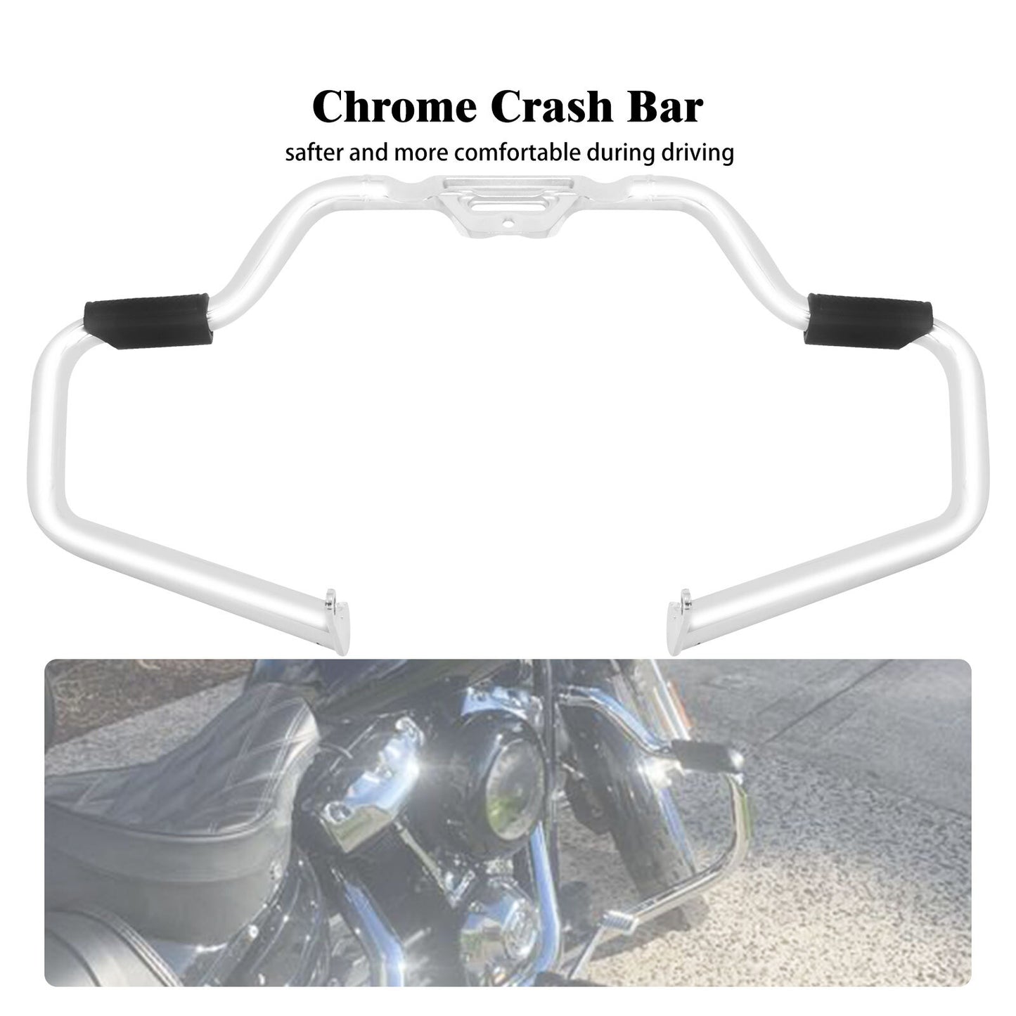 Chrome Mustache Engine Guard Crash Bar for Harley Softail Breakout Fat Boy 18-23