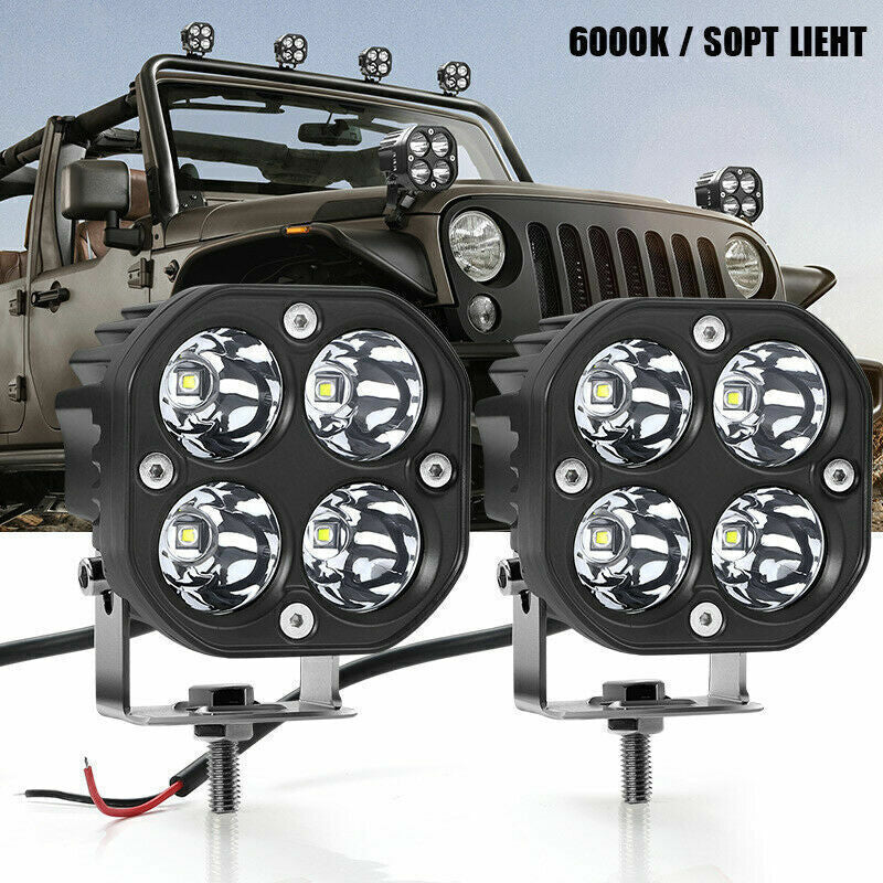 2X 3 80W LED Work Light Spot Cube Pods Bar Driving White Fog Lamp Offroad Truck