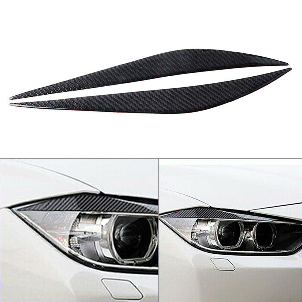 Carbon Fiber Headlight Eyebrow Eyelid Cover Fit for BMW 3 Series 2013-2017 F30 Pair