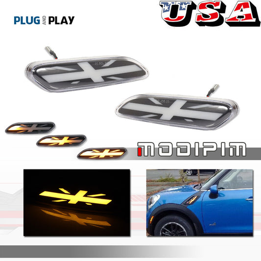 Transparent sequential LED side marker turn signals for 11-16 for Mini Cooper R60 R61