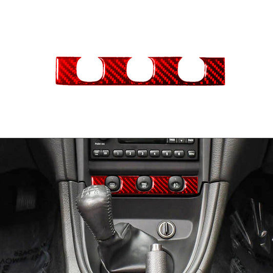 Red Carbon Fiber Dimlight Switch panel Trim for Ford for Mustang Convertible 01-04 A