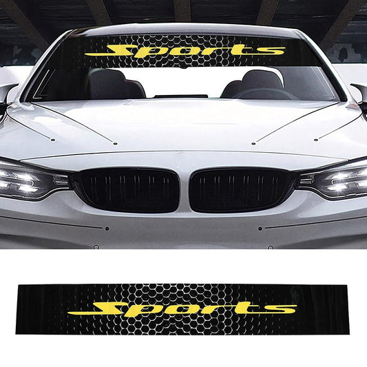 Front Windshield Decal,Car Front Rear Window Sticker, Yellow Sprots Vinyls
