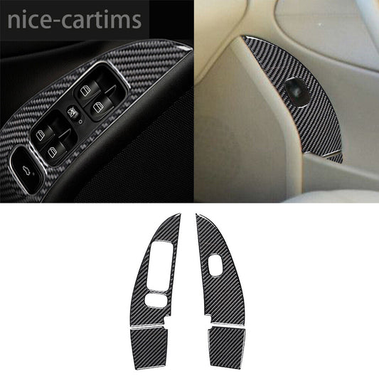 Carbon Fiber Window Lift Switch Button Trim for Mercedes-Benz C Class W203 05-07