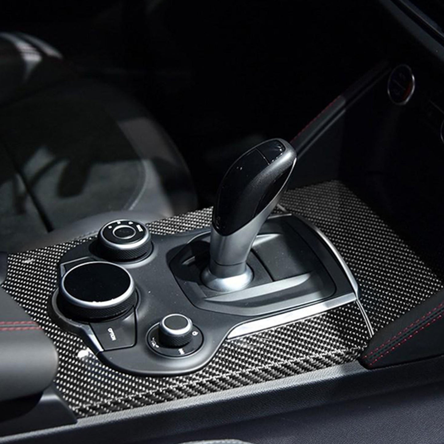 Carbon Fiber Center Console Cup Holder Panel Cover for Alfa Romeo Giulia 2017-19