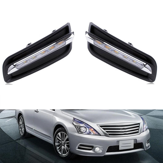 Pair Front Daytime Driving Running Light+Frame CoverFor for Nissan Teana 2010-2012