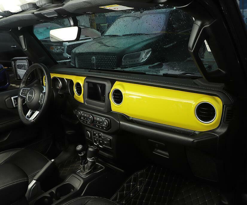 for Jeep for Wrangler JL/JT 2018-2021 ABS Yellow Central control dashboard Trim 3PCS