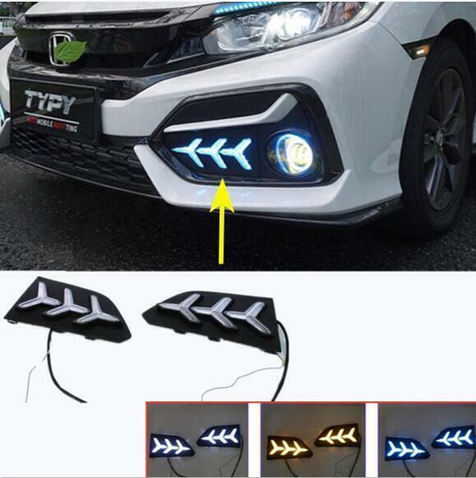 DRL Daytime Running Lights Fog Lamps w/Turn cover for Honda CivicHatchback 20-21