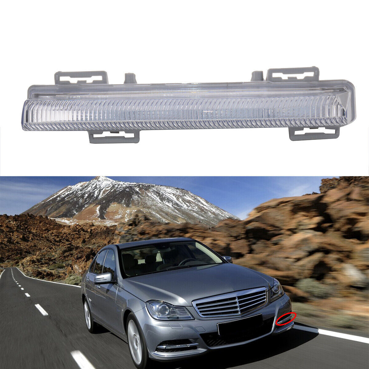 Left LED Daytime Running Light Fog Lamp Fit for Benz C-Class W204 W212 2007-2016