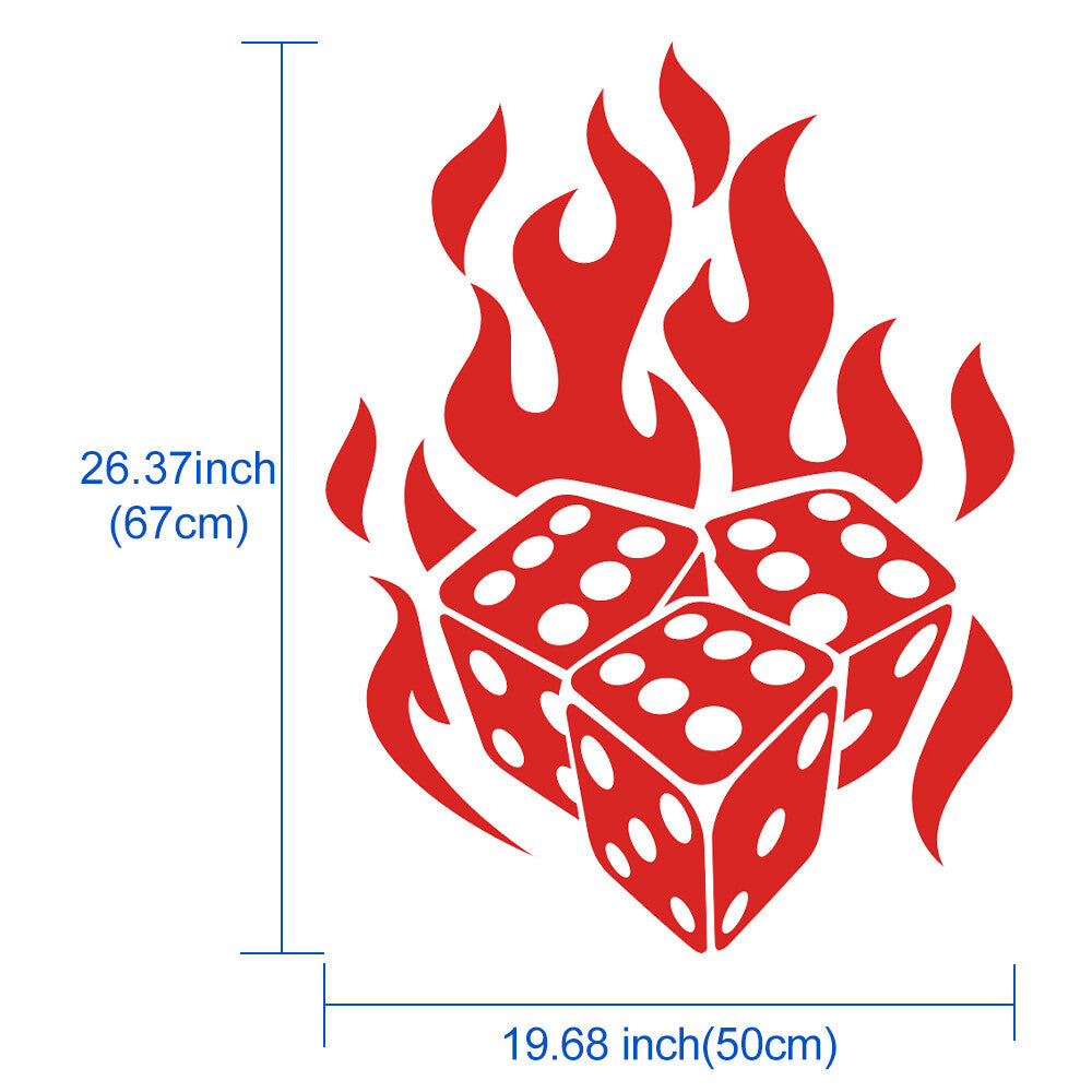 1pcs Flame Dice Car Hood Body Sticker Self-Adhesive Vinyl Graphics Decals Red