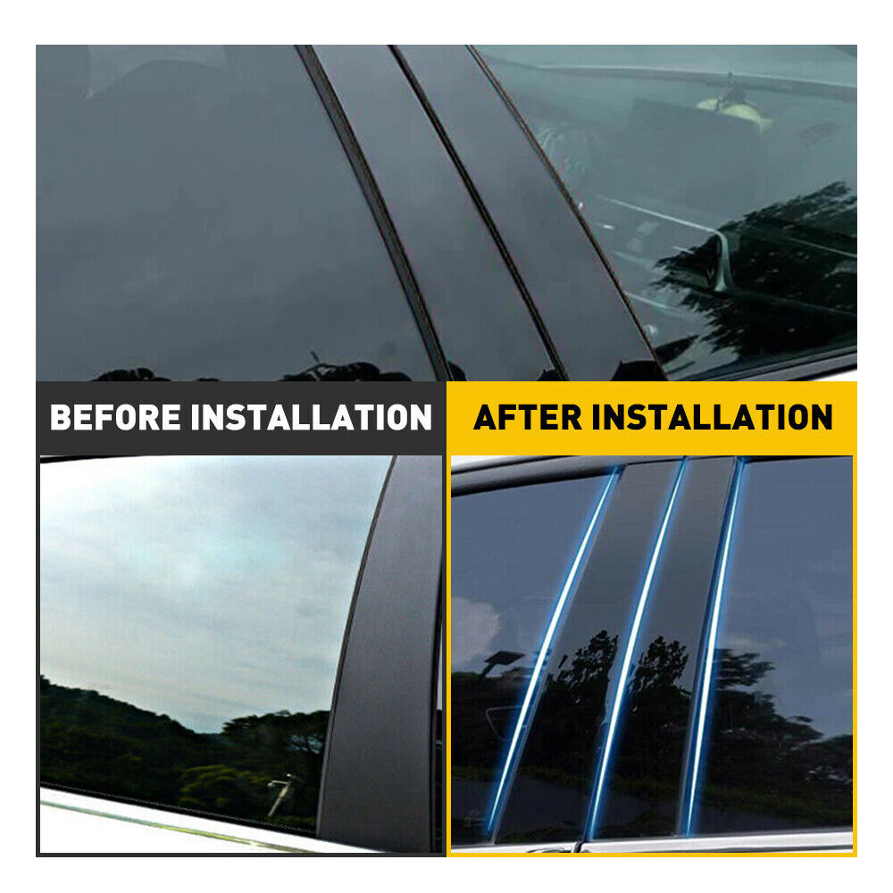 Black Pillar Posts for Toyota for Camry 2012-17 6pc Window Door Trim Piano Cover Kit