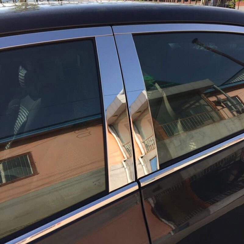 6X Chrome Steel Side Window BC-Pillar Panel Cover Trims for Toyota for Corolla 09-13