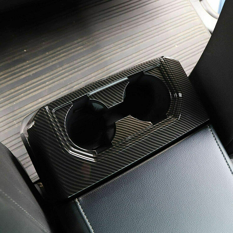 for Ford F150 F-150 2015-20 Carbon Fiber Armrest Box Rear Cup Holder Trim Cover