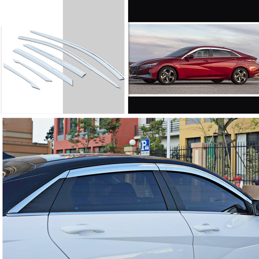 Chrome Window Visor Sun Rain Guard Vent Shade trim for Hyundai for Elantra 2021-2024