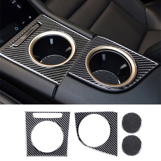 Carbon Fiber Central Control Cup Holder Panel Cover for Porsche Taycan 2019-2022