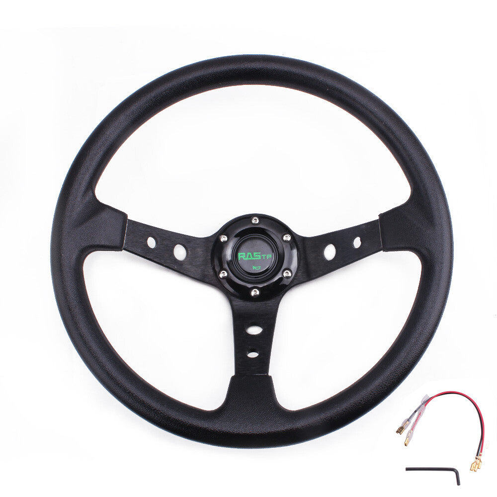 6 Hole Aluminum 14 Drifting Racing Steering Wheel +Quick Release Adapter