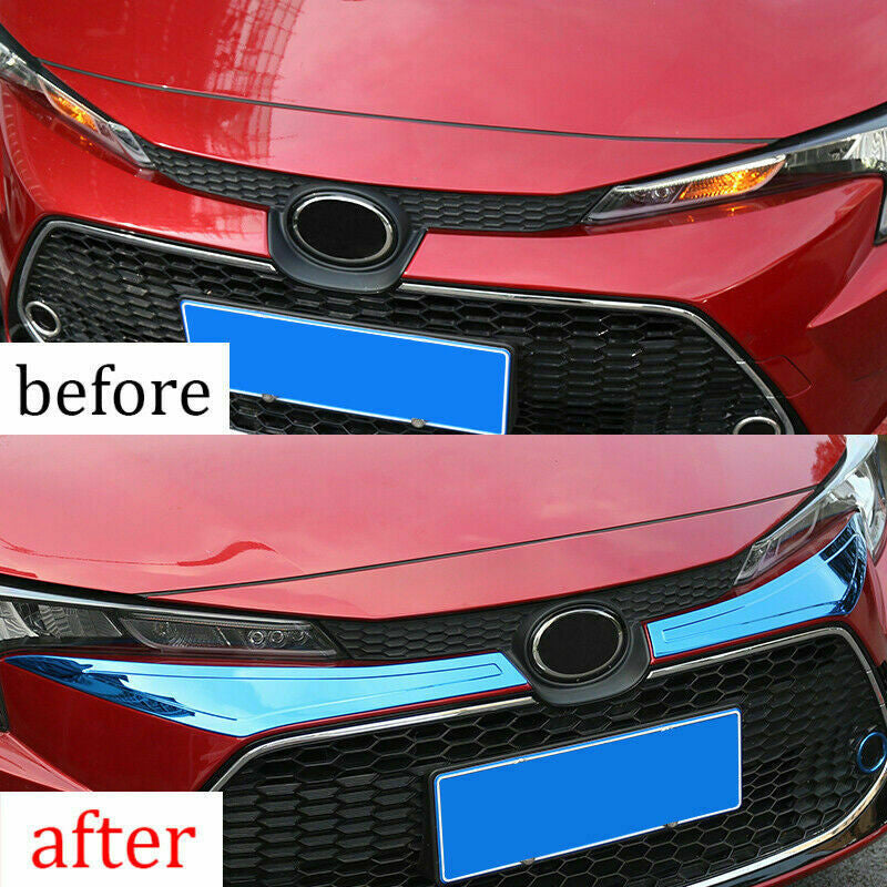 2X for Toyota for Corolla 2019-2023 Blue Stainless Front Bumper Center Grille Mess