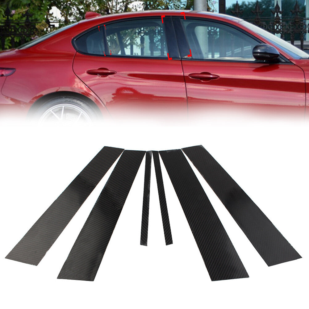 6x Car Exterior Door Window B Pillar Post Cover Trim for Alfa Romeo Giulia 17-21