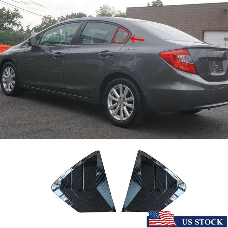 Side Quarter Window Vent Louver Shutter Cover for HONDA for Civic Carbon Fiber Look