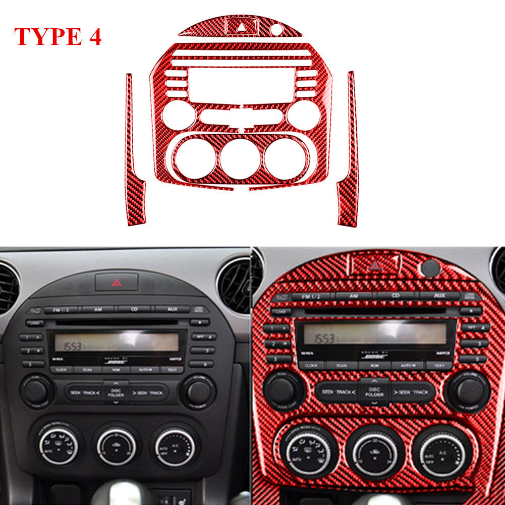 Red for Mazda MX-5 Miata 09-15 Carbon Fiber Interior Central Console Cover Trim