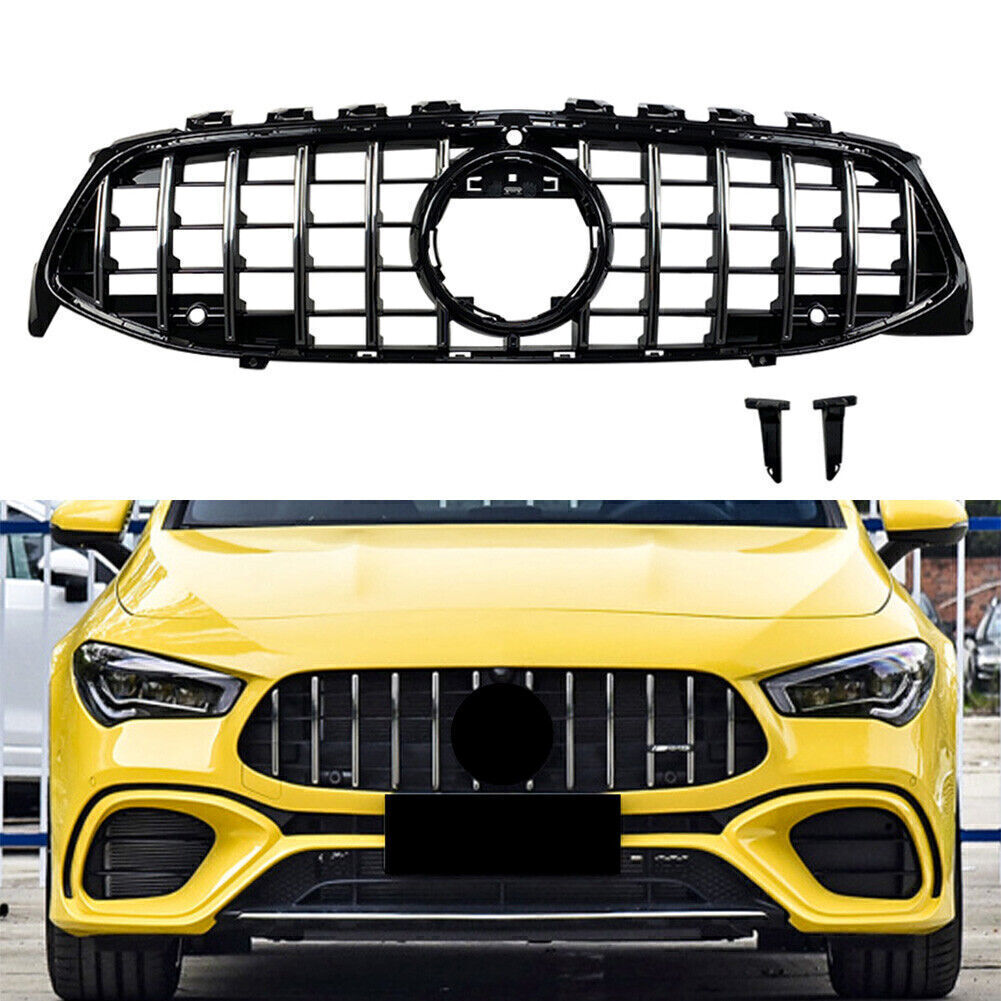 GT R Style Car Front Upper Grille Silver Fit for Mercedes-Benz CLA C118 CLA180 20-Up